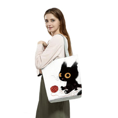 Funny Cat Animal Print Tote Bag Large Capacity Foldable Shopping Bag