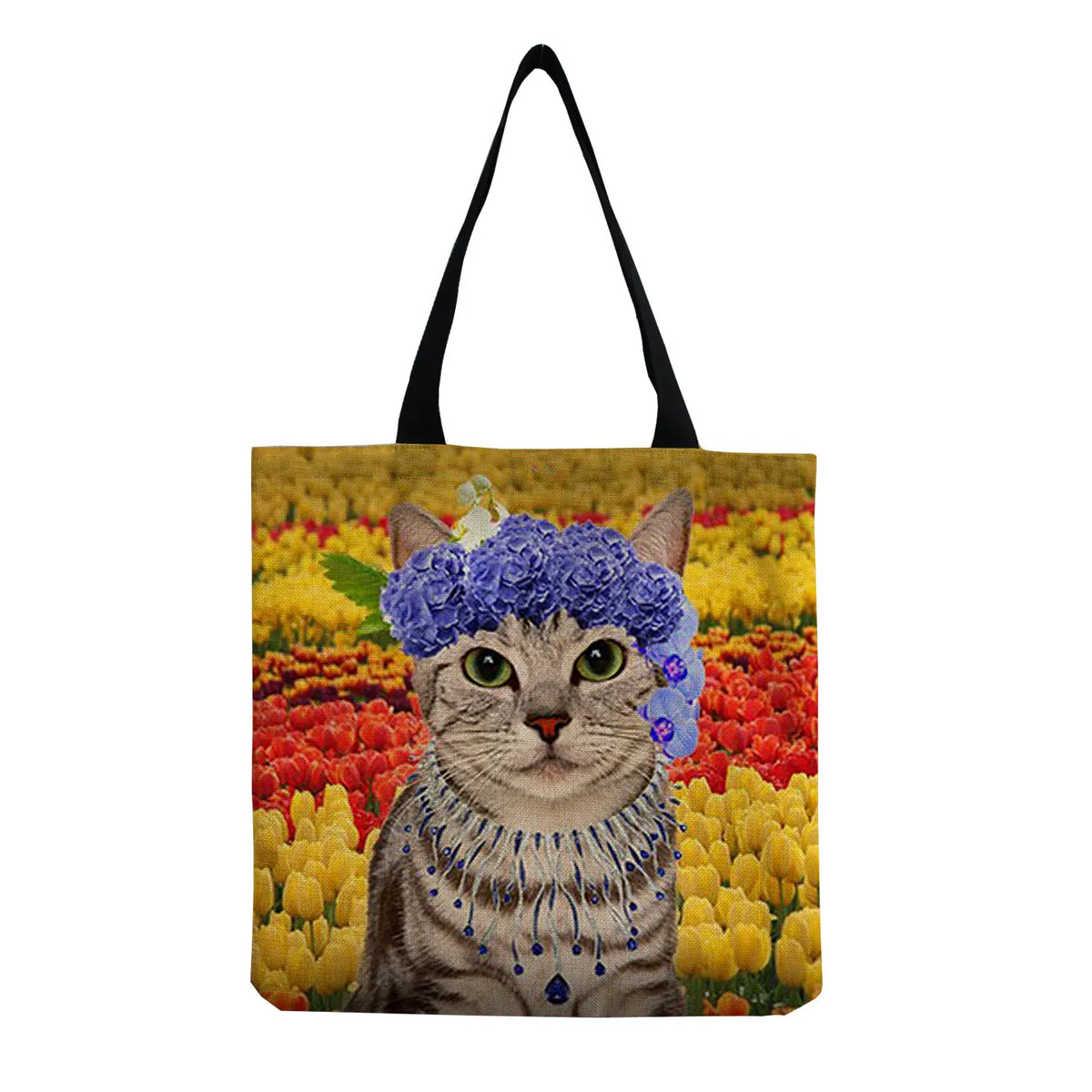 Animal Cat Print Women's Shoulder Bag High Capacity Ladies Shopping Bag