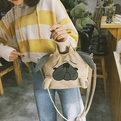 Pug Dog Corduroy Messenger Bag for Women Casual Travel Tote Shoulder Bags