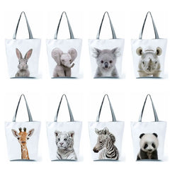 Animal Print Women Handbag Casual Tote Bags Large Capacity Panda Koala Elephant