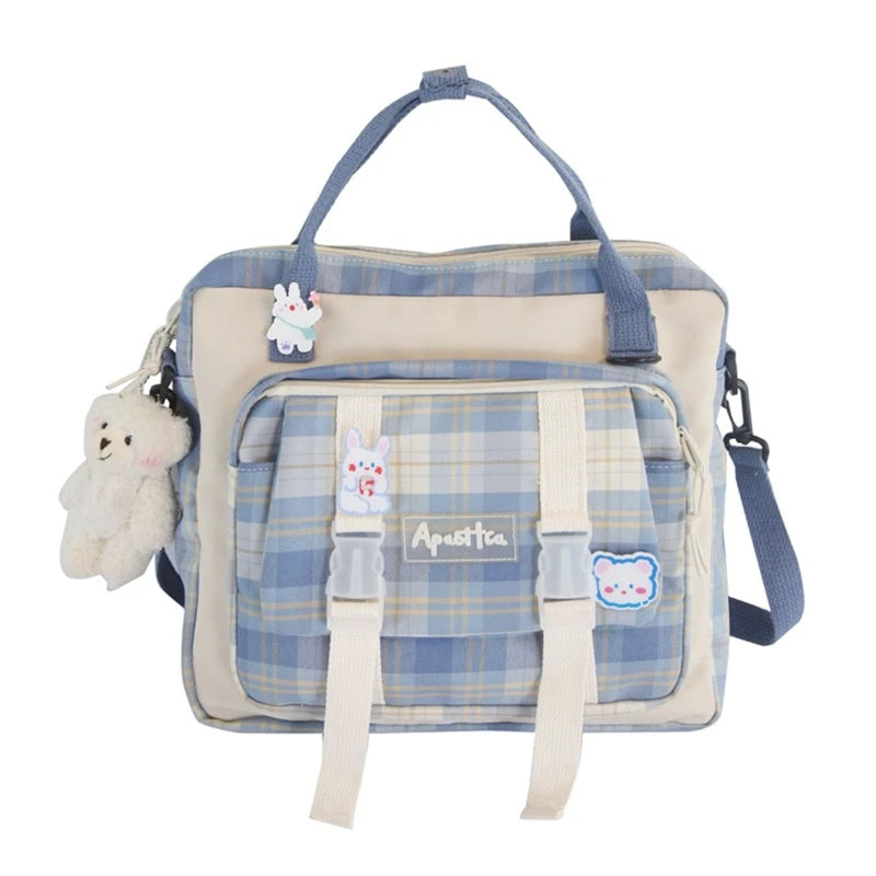 Bear Plush Pin Backpack Japanese School Bag