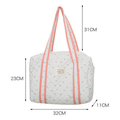 Bear Flower Embroidery Pattern Baby Beige Diaper Handbag