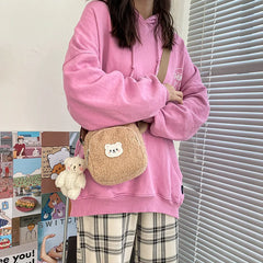 Bear Messenger Bag for Women Plush Phone Bag Handbags Small Shoulder Crossbody