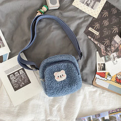 Bear Messenger Bag for Women Plush Phone Bag Handbags Small Shoulder Crossbody