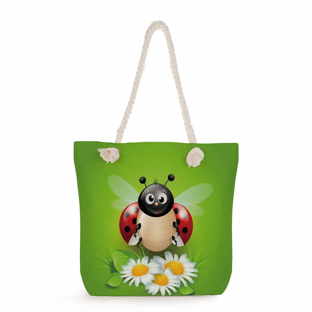 Bee Ladybug Handbags Rope Shoulder Bag Summer Travel Beach Tote Bags