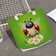 Bee Ladybug Handbags Rope Shoulder Bag Summer Travel Beach Tote Bags