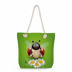 Bee Ladybug Handbags Rope Shoulder Bag Summer Travel Beach Tote Bags