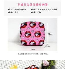 Cat Witch Print Period Sanitary Napkin Bag Gothic Handbags Gift