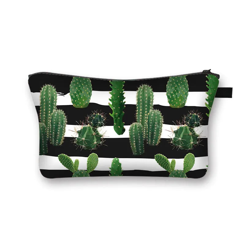 Cactus 3D Printing Cosmetic Bag Portable Makeup Case Lady Storage Bag