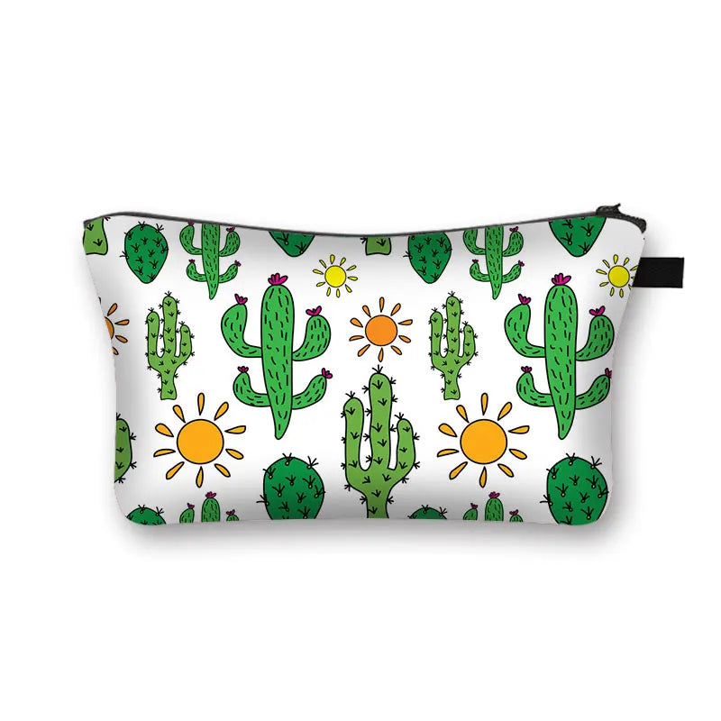 Cactus 3D Printing Cosmetic Bag Portable Makeup Case Lady Storage Bag