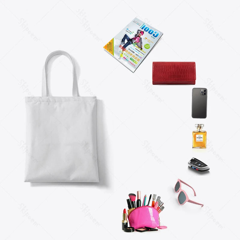 Cactus Print Reusable Shopping Bag Canvas Tote Cartoon Eco Shopper Handbag