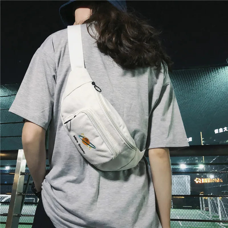 Women's Canvas Belt Bag Chest Crossbody Street Pack