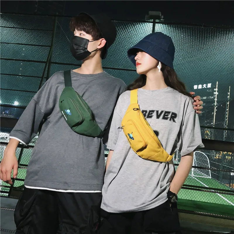 Women's Canvas Belt Bag Chest Crossbody Street Pack