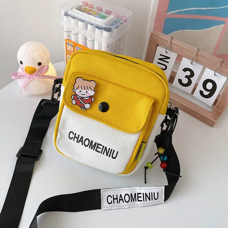 Canvas Small Crossbody Bags for Women Student Youth Shoulder Bag