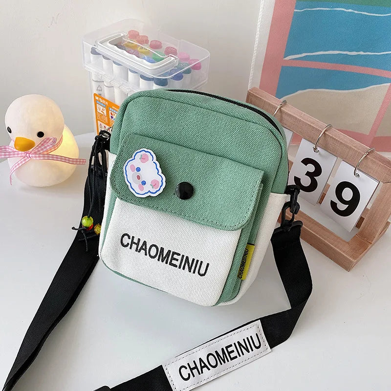 Canvas Small Crossbody Bags for Women Student Youth Shoulder Bag
