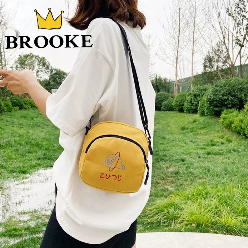 Canvas Women Small Crossbody Bag Casual Girls Messenger Bags