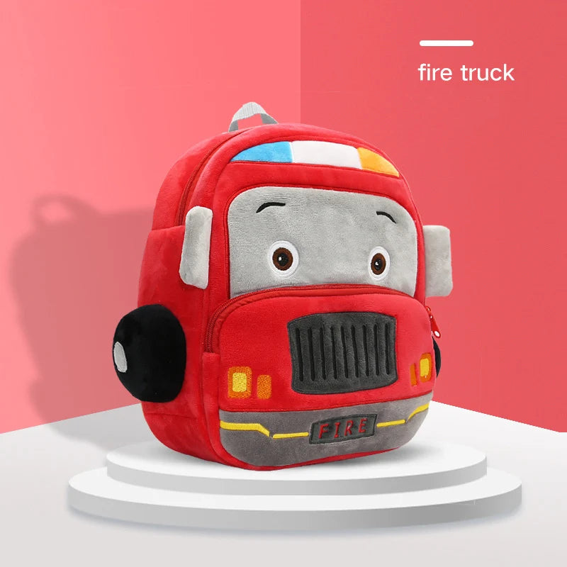 3D Fire Truck Kids School Bag Plush Gift for Toddler Children Backpacks