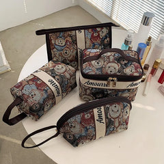 Cartoon Bear Cosmetic Bag Large Capacity Portable Wash Bag Travel Storage Bags