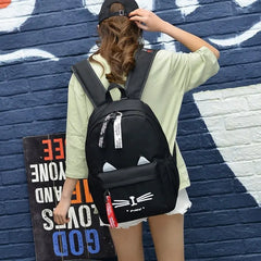 Cat Ears School Bags for Teenage Girls Nylon Backpack Schoolbag