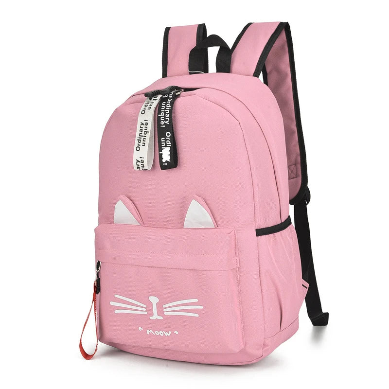 Cat Ears School Bags for Teenage Girls Nylon Backpack Schoolbag