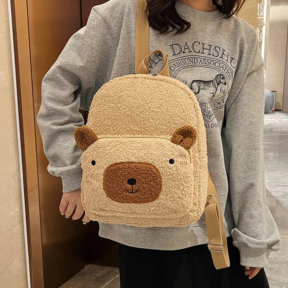 Cartoon Girls Fleece Backpack Parent Child School Bags Rucksack