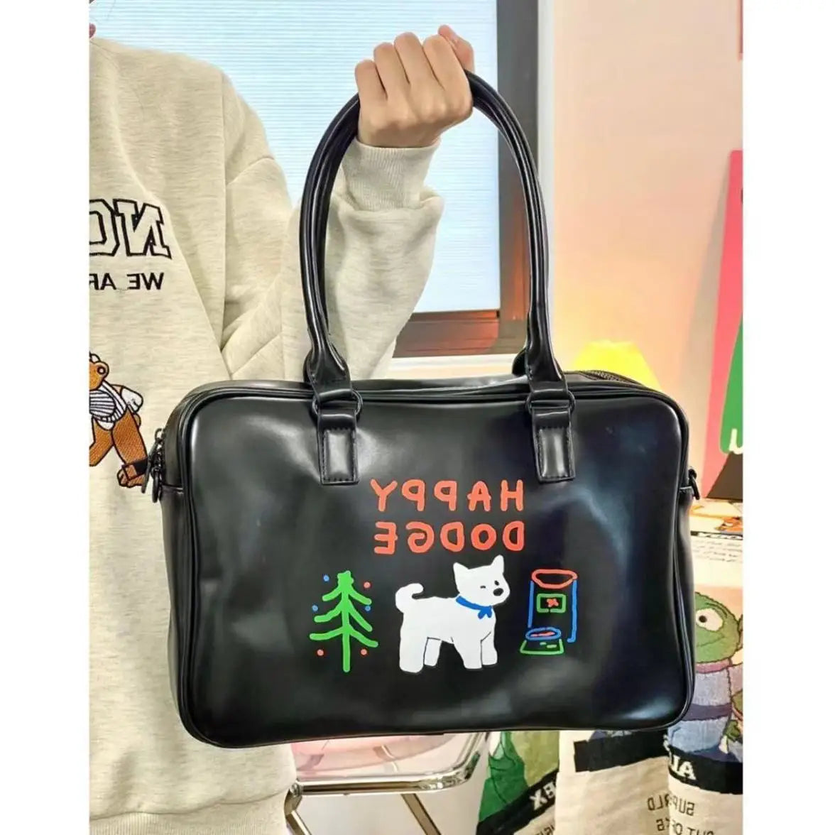 Happy Puppy Waterproof Shoulder Bag Women's Tote Bag