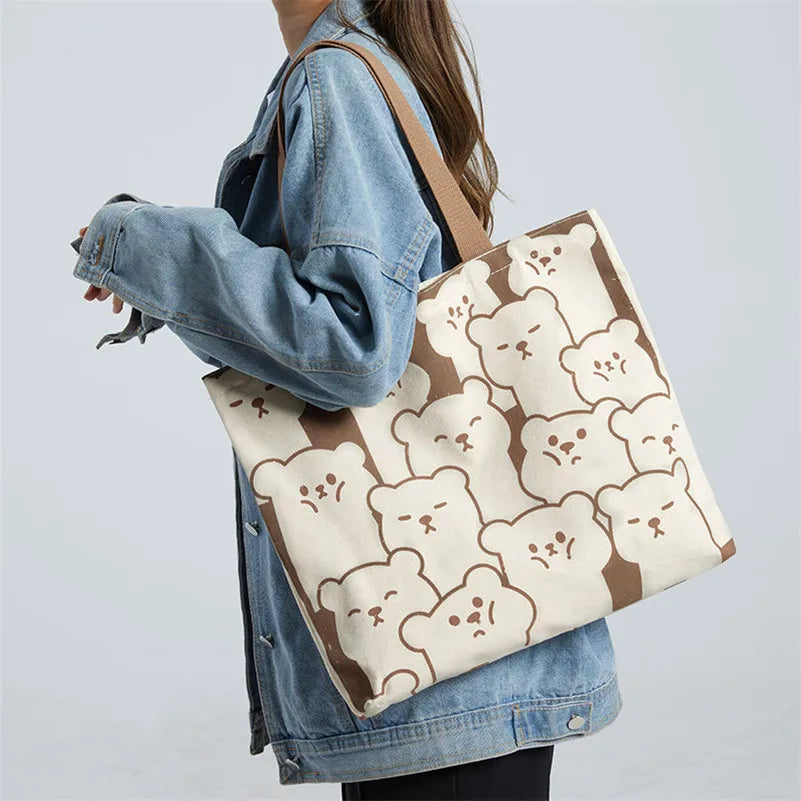 Cartoon Pattern Canvas Bag Casual Large Capacity Women's Tote Bag
