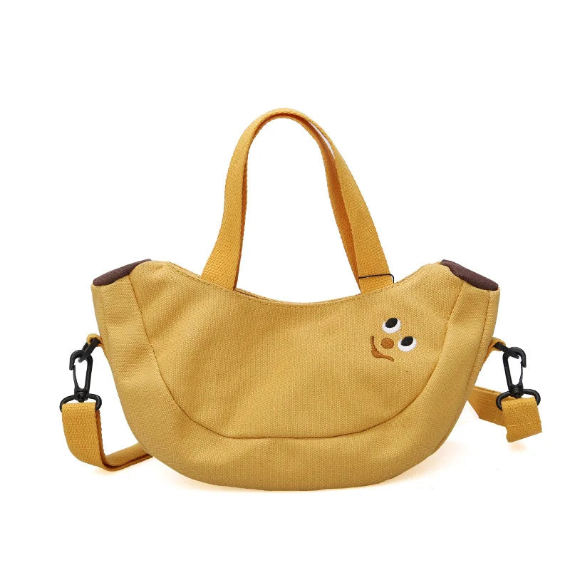 Fruit Banana Embroidered Canvas Ladies Crossbody Messenger Bag