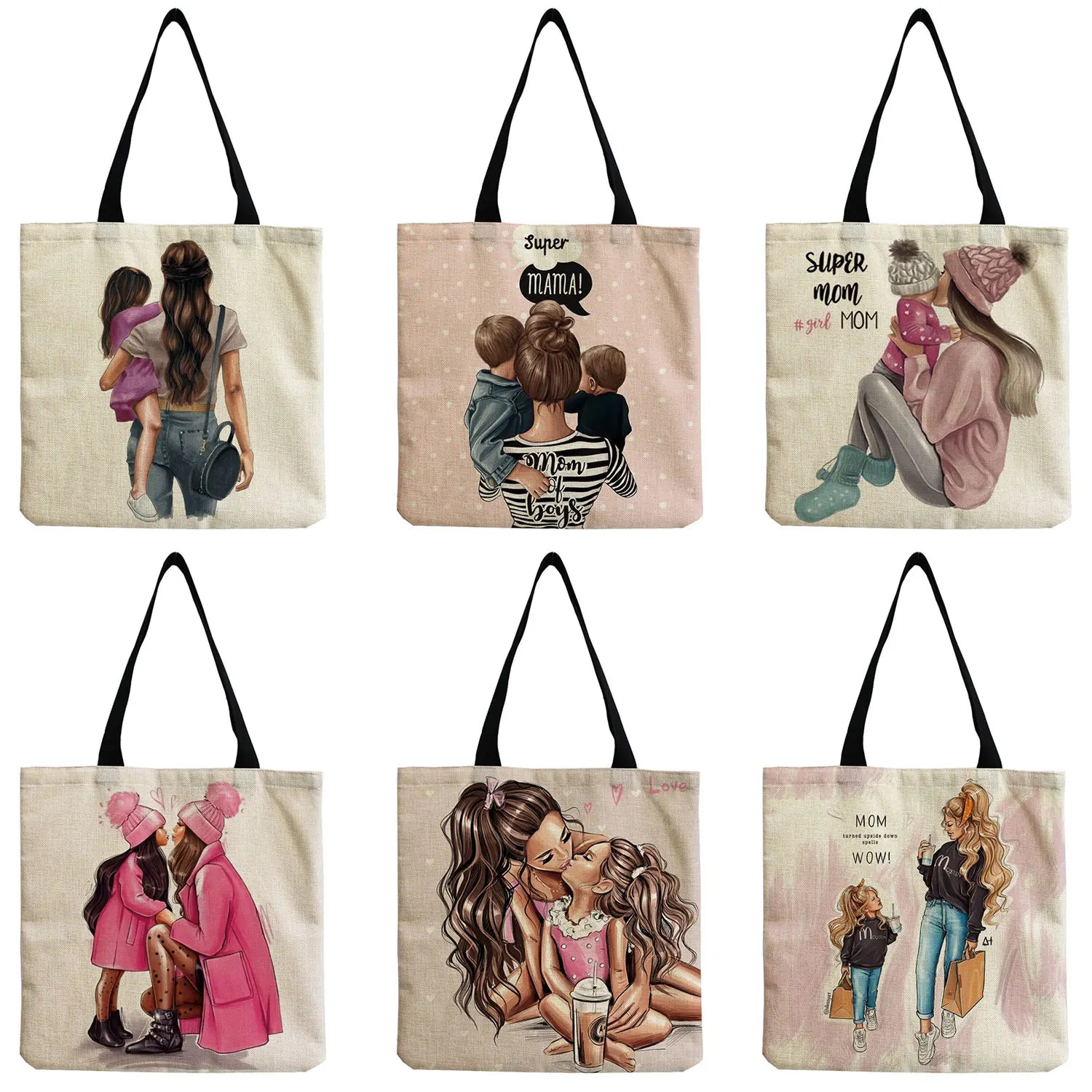 Customizable Cartoon Mama Print Tote Bag