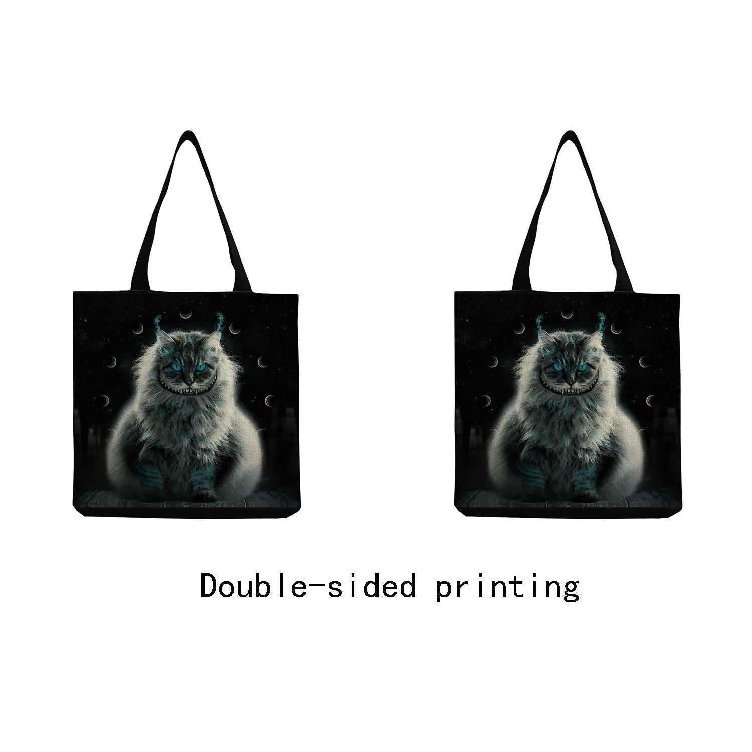 Cat Cartoon Animal Print Handbag High Capacity Portable Shopper Bag