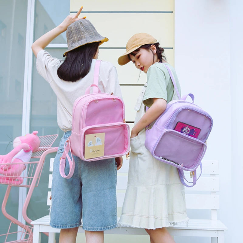 Clear Transparent Women Backpacks PVC Jelly Student Schoolbags for Teenage Girls