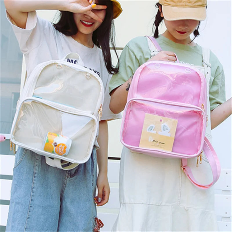 Clear Transparent Women Backpacks PVC Jelly Student Schoolbags for Teenage Girls