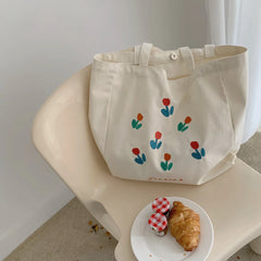 Casual Canvas Shoulder Bag for Women Large Capacity Shopping