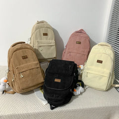 Corduroy Woman Backpack School Book BagPack