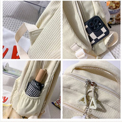Corduroy Woman Backpack School Book BagPack