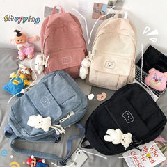Corduroy Women Backpack Solid Female Student School Bag For Teenage Girl