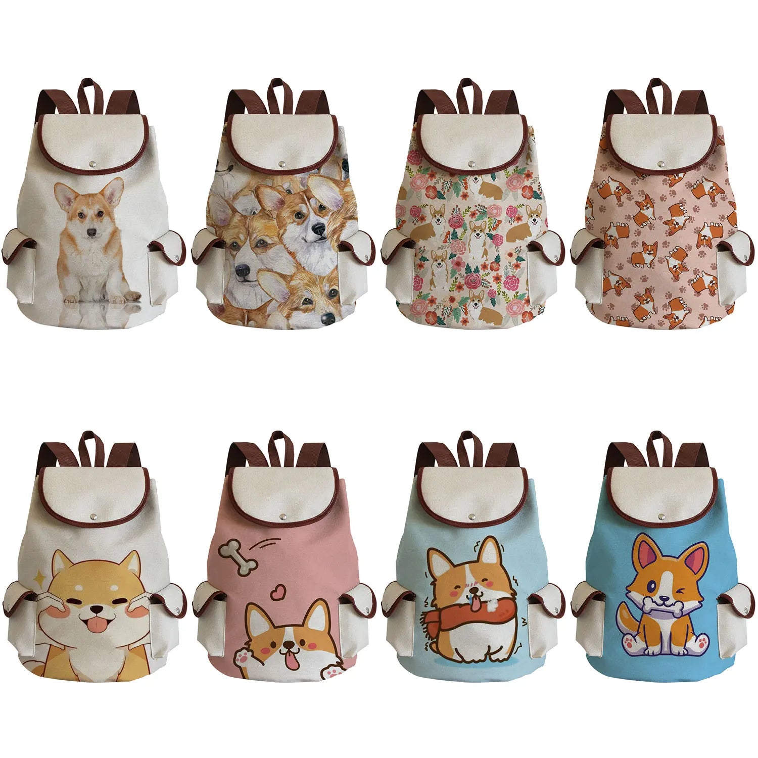 Corgi Printing Backpacks Outdoors Shoulders Bag Travel Women's Bag