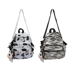 Cow Backpack with Pendants Casual Daypack Shoulder Bags for Women Girls