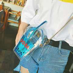 Transparent Drink Bottle Crossbody Bag PVC Chain Purse Shoulder Bag