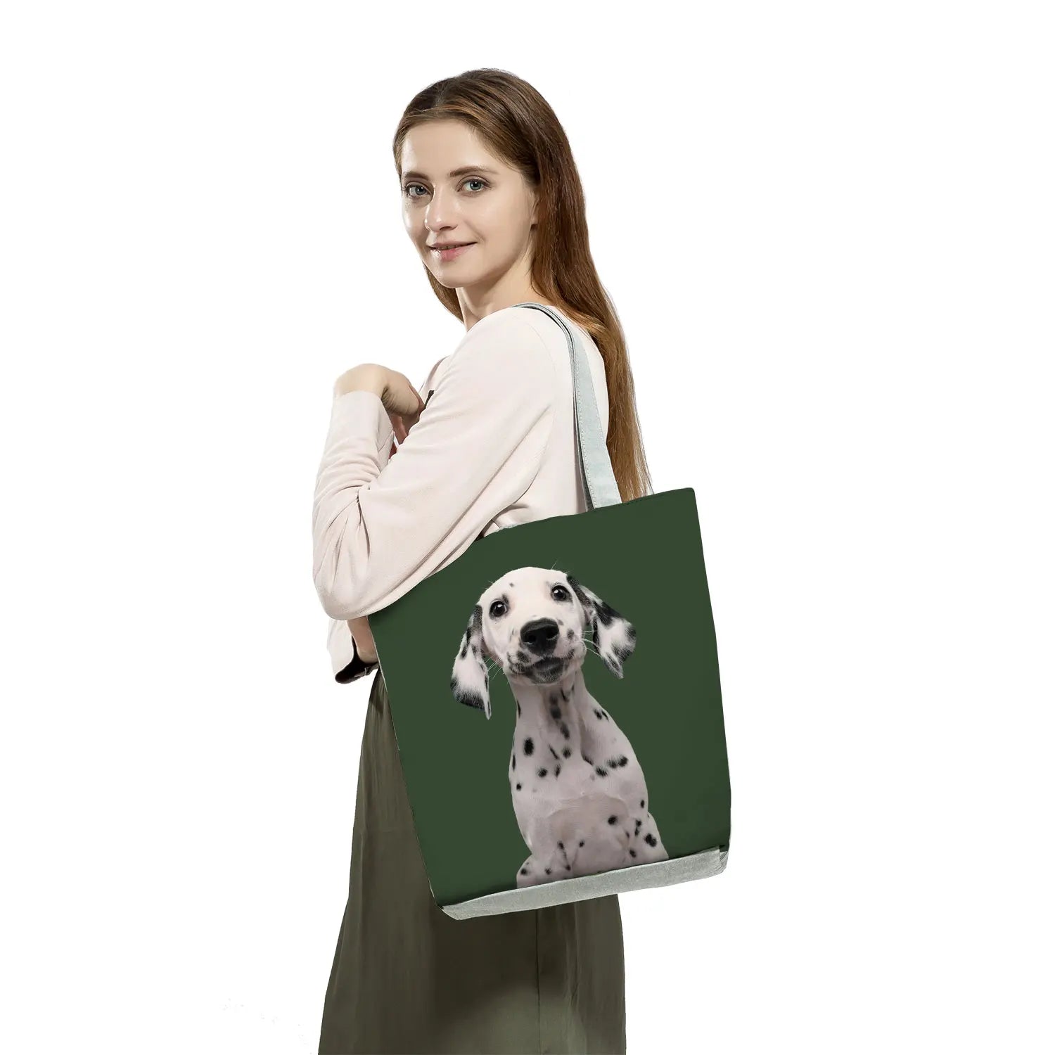 Animal Print Dog Handbag Shoulder Bag Casual Tote Travel Portable Shopper Bags