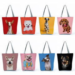 Animal Print Dog Handbag Shoulder Bag Casual Tote Travel Portable Shopper Bags