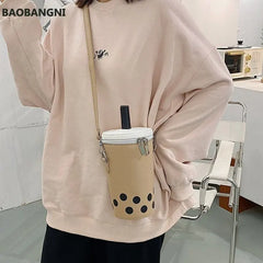 Cartoon Printing Drink Cup Crossbody Bag for Women