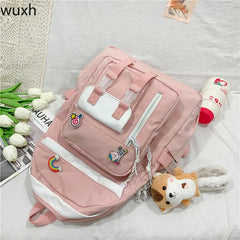 Candy-colored Women's Backpack Multi-pocket Travel Bag Student School Backpack