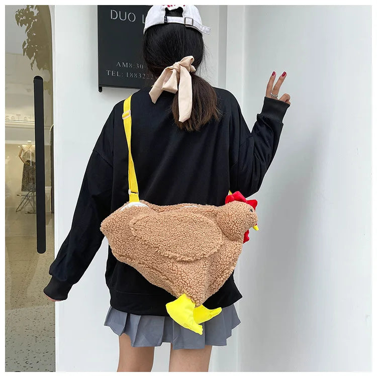Plush Cock Shaped Wild Crossbody Handbag for Women