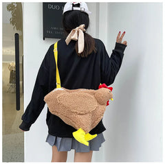 Plush Cock Shaped Wild Crossbody Handbag for Women
