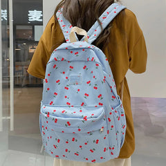 Floral Print Student Bag Travel Laptop Backpack Women School Lady College