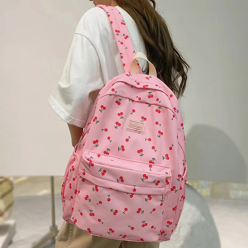 Floral Print Student Bag Travel Laptop Backpack Women School Lady College