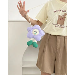 Flower Shape Women's Small Messenger Bag Soft Corduroy Floral Shoulder Handbag
