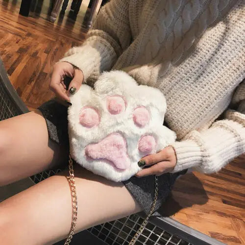 Fur Claw Small Bag Women Shoulder Hobo Bag Zipper Chain Tote Crossbody Bag