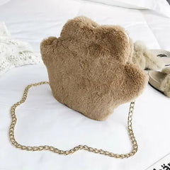 Fur Claw Small Bag Women Shoulder Hobo Bag Zipper Chain Tote Crossbody Bag